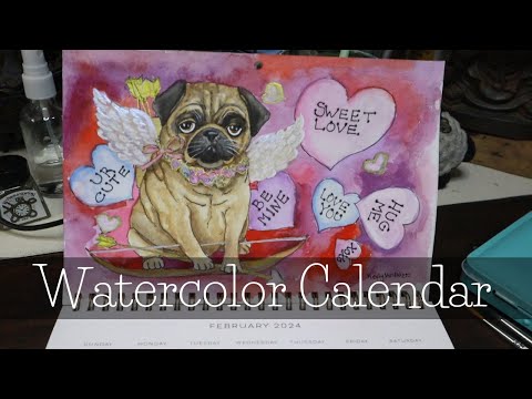 Happy Pugentine’s Day!  #valentinesday  #watercolorpainting #calendar