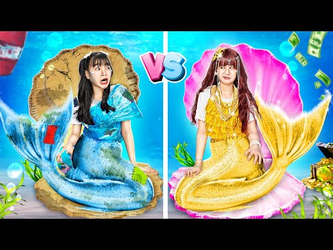 Rich Mermaid Vs Broke Mermaid! Mermaid Makeover Challenge! - Funny Stories About Baby Doll Family