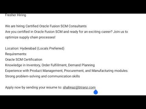 job opening in btranz scm consultant in hyderabad