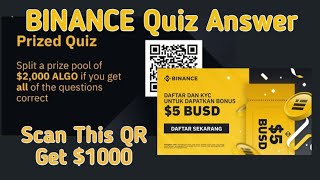 Binance New Quiz Answer ⚡ Binance $1000 ALGO Airdrop Offer 🤑 New Crypto Offer