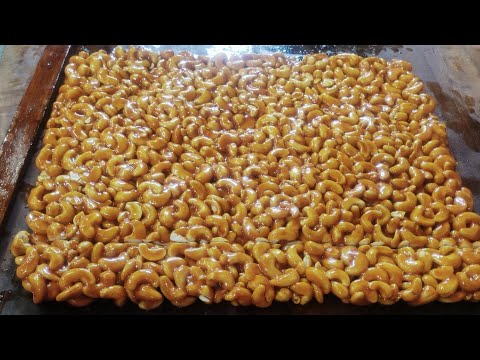 Cashew Chikki with jaggery | how to make cashew nut Chikki | sweet shop style | jeedipappu Achu |