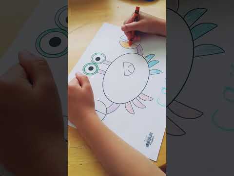 Crazy Crab- Free Coloring activity for kids Fun arts and crafts  #Shorts