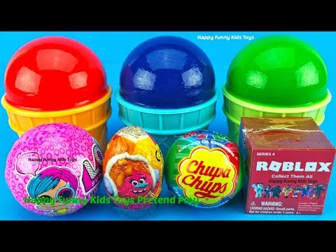 3 Colors Play Doh Ice Cream Cups Surprise Eggs PJ Masks LOL Roblox Surprise Toys