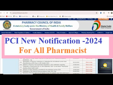 PCI New Notification For All Pharmacist 2024  | PCI New Notification | @dkvpharmaguidance