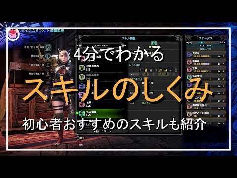 【MHWI】4分でわかるスキルのしくみ・組み方 初心者におすすめのスキルも紹介【モンハンワールドアイスボーン】「ゆっくり実況」