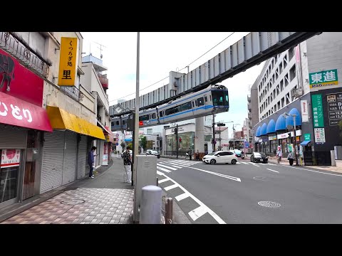 Incredible! A suspended train runs over people and cars.Stroll around the suburbs of Tokyo【4K Japan】