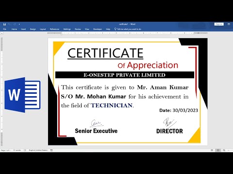 How To Make a Certificate Design in Microsoft Word | Certificate Design in MS Word