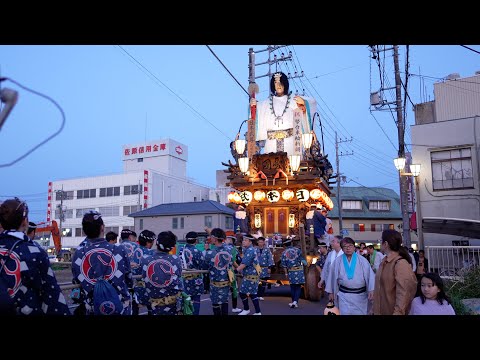 特別曳き廻し　北横宿区　夜の部　出発〜横宿通り〜東通り〜諏訪神社大鳥居〜セブンイレブン〜佐原駅前通り〜コンパス〜東屋〜下堀通り