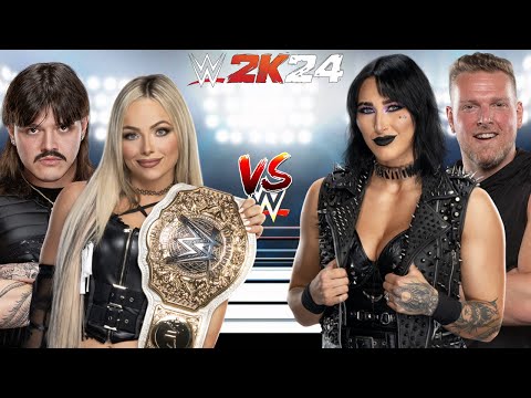 WWE 2K24 LIV MORGAN & DOMINIK MYSTERIO VS. RHEA RIPLEY & PAT MCAFEE MIXED GENDER TAG TEAM MATCH!