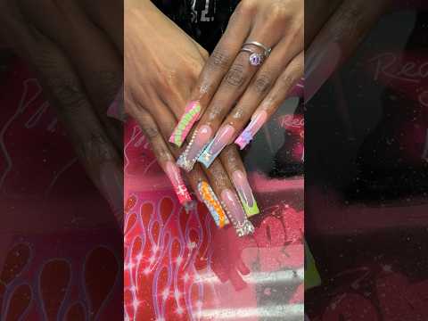 FULLY BLINGED OUT VACATION NAILS 😍 #nailart #fypシ#shorts #viral #beauty #reels #femalerapper