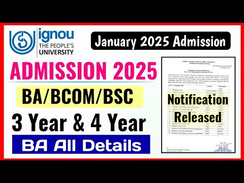 IGNOU BA/BCOM/BSC Admission 2025: 4 Year Graduation Details | IGNOU Admission 2025 January Session