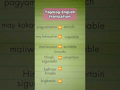 TAGALOG-ENGLISH TRANSLATION VOCABULARY WORDS #learnenglish #tagalogenglishtranslation #vocabulary