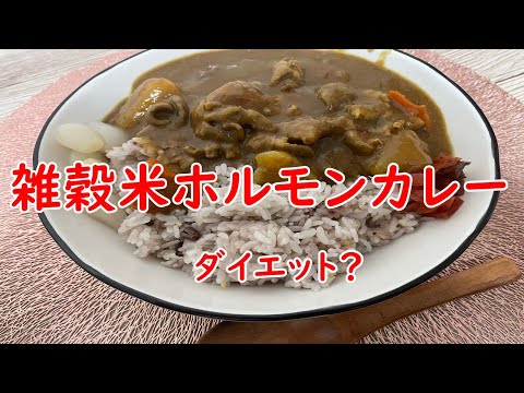 【ダイエット】雑穀米ホルモンカレーが旨い！皆に食べてみてほちい。【食事】【食事シーン】