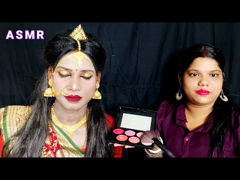 ASMR~ Doing My Sweet Brother Traditional Indian Classical Dancing Makeup (Tingle's) @asmrsangi7044