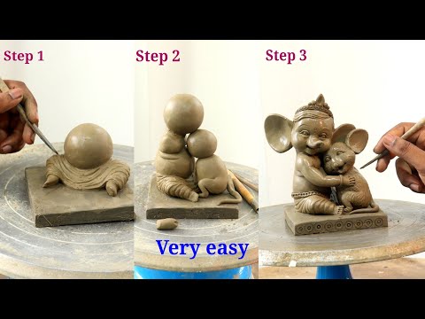 Step by step Bal Ganesha murti making very easy with clay | Clay art