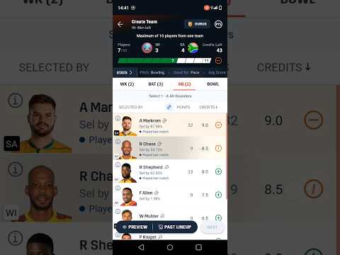 wi vs sa dream11 team kaise banaye || wi vs sa dream11 team kaise banaye #teamdream11