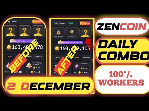 zencoin daily combo today 2 December | zen coin daily combo today | zen coin daily meditation today