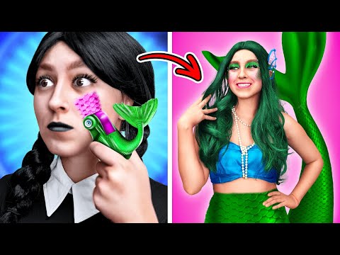 Wednesday Addams Became a Mermaid! Try This Mermaid Hacks by La La Life Emoji