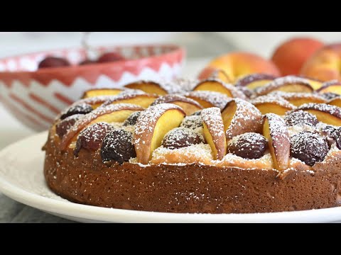 Cherry and Peach Yogurt Cake #recipe