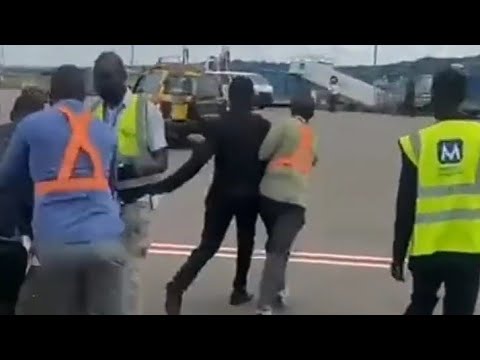 #BOBI WINE# BEING ARRESTED AT ENTEBBE AIRPORT BY UGANDAN POLICE TO HIS HOME