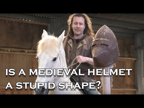 Medieval helmet: How is the shape of a helmet designed to protect? (testing it with a lance)