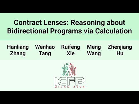 [ICFP24] Contract Lenses: Reasoning about Bidirectional Programs via Calculation