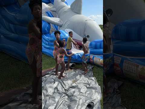 Big boy gets stuck inside waterslide and needs help #shorts