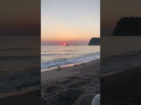 Beautiful sunset view at Buljarica beach in Montenegro filled with relaxing sounds of the sea.