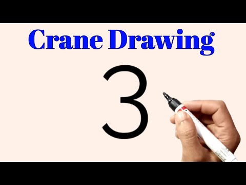 Crane Drawing Easy Step By Step | How To Draw Crane From Number 3