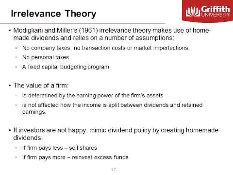 Module 10  Dividends and Irrelevance Theory