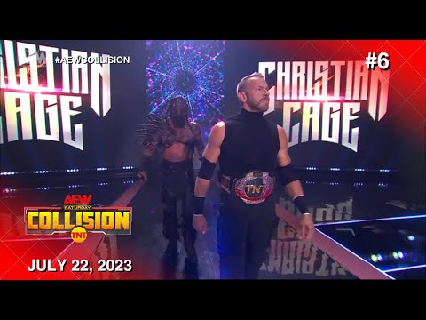 Christian Cage entrance with TNT Champion Luchasaurus: AEW Collision, July 22, 2023