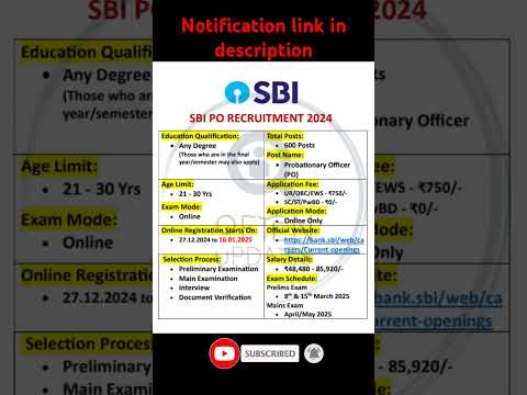 SBI PO Recruitment 2024: Your Dream Job Awaits! Don't Miss This! 🚀 #sbipo #bankingexams #sbi