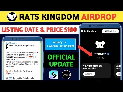 Rats Kingdom Airdrop Listing Date & Price | Rats Opening Problem Fix | Snapshot 10th January Update