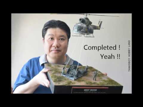 Scratch build helicopter diorama. 紙製1/35軍用直升機運送火箭砲情景.