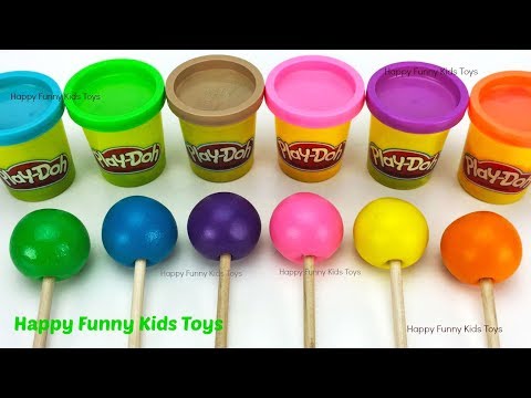 Learn Colors with Play Doh Lollipop and Cookie Molds Surprise Toys Kinder Eggs