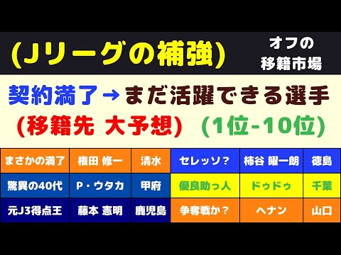 【Jリーグ：移籍先予想】「契約満了→まだ活躍できると思う選手(TOP10)」を考えてみた。