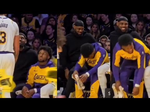 LeBron teases Bronny James after AD made him MOVE & give uop his seat for him! lol!