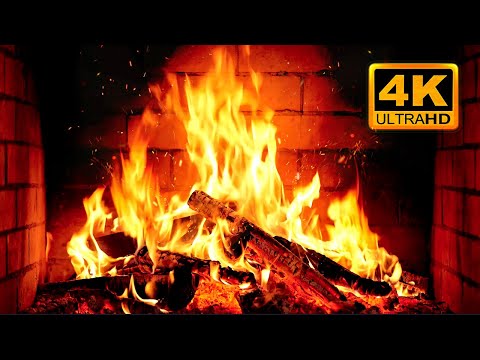 🔥 Fireplace 4K UHD! Fireplace with Crackling Fire Sounds. Fireplace Ambience