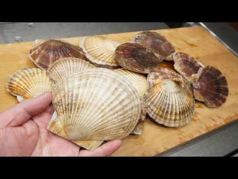 ホタテ貝のさばき方と酒蒸しの作り方-How to filet Scallop and make sakamushi-