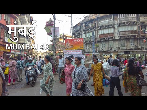 Walking Streets of Mumbai 🇮🇳 - Vibrant City Life Ambience - INDIA Walking Tour 4K (UHD)