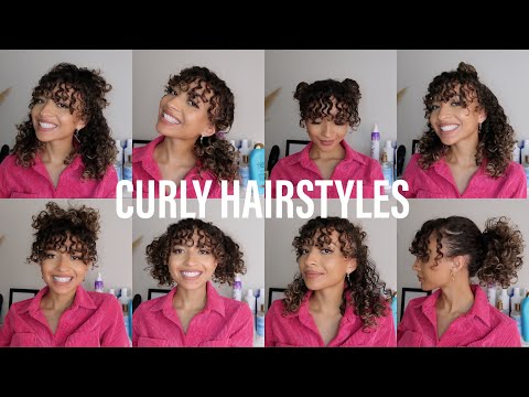 8 EASY HAIRSTYLES FOR CURLY BANGS // 3A CURLS