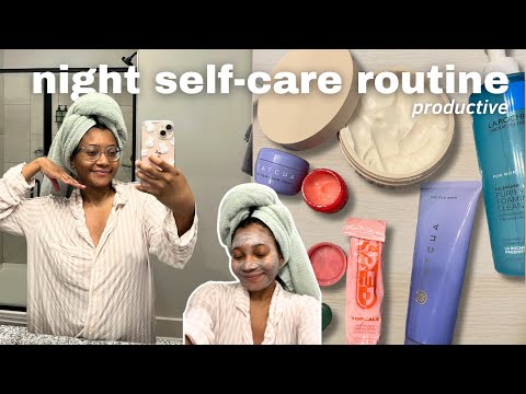 my PRODUCTIVE night self-care routine 🧼: skincare, winding down, cleaning, etc