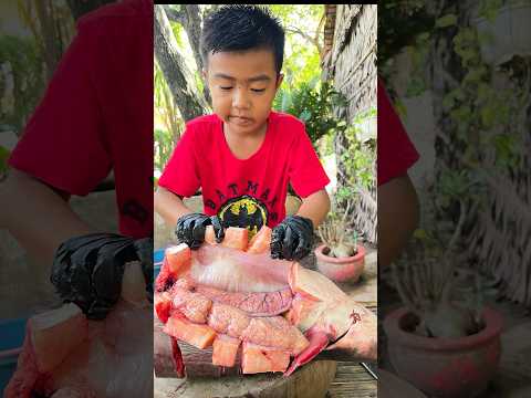 Yummy big fish with fish eggs cooking 🧑🏿‍🍳