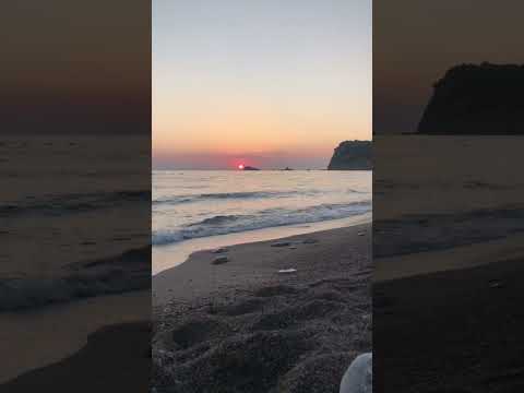 Beautiful sunset view at Buljarica beach in Montenegro filled with relaxing sounds of the sea.