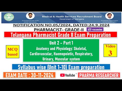 Telangana Pharmacist Grade-II exam Preparation II Unit 2 - part 1 II Unit 1-10 exam preparation