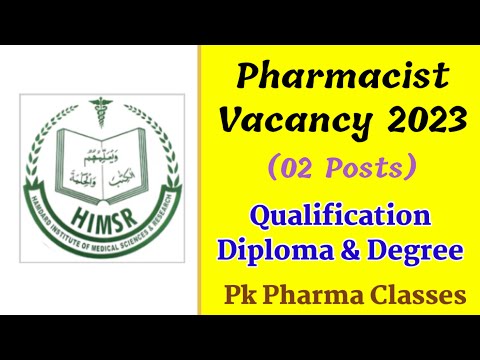 Pharmacist Vacancy 2023 || HIMSR Pharmacist Recruitment 2023 || Latest Pharma Vacancy 2023 ||