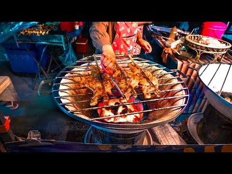 STREET FOOD in BURIRAM / The Walking Street / ISAN Thailand Tour