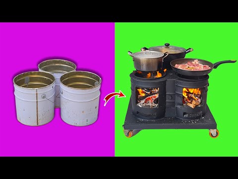 Recycle Buckets from Rubbish Dump to Beautiful Heart Shaped Stove, Multi-functions