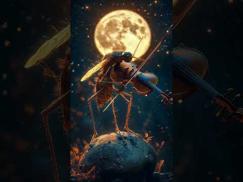 A mosquito playing the violin under the moonlight – nature meets art #Mosquito #Violin #NatureArt