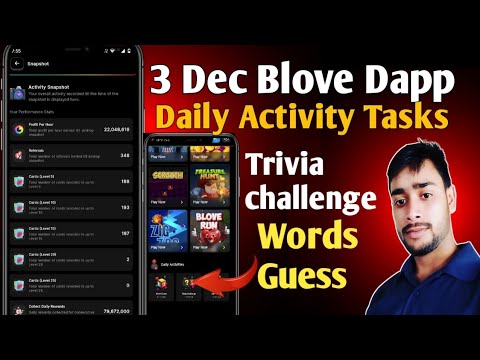 Blove Dapp Daily Activety 3 Dec | today BLove trivia challenge & words guess combo | blove dapp